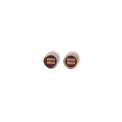 Miu Miu Enameled Metal Earrings In Red