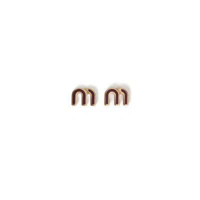 Miu Miu Enameled Metal Earrings In Multi