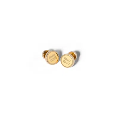 Miu Miu Enameled Metal Earrings In Neutral