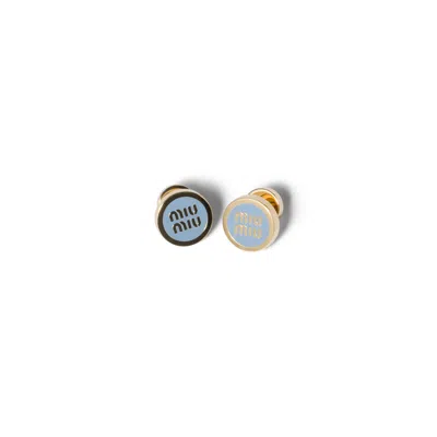 Miu Miu Enameled Metal Earrings In Neutral