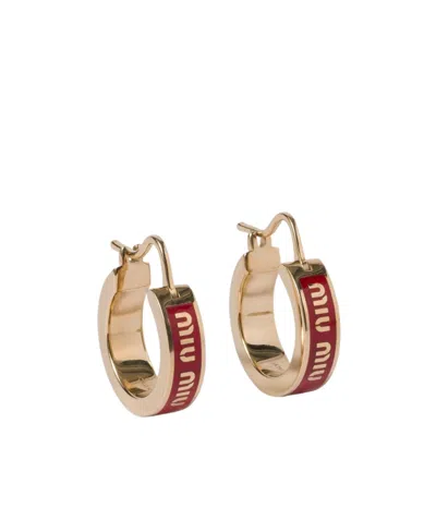 Miu Miu Enamel Hoop Earrings In Nude
