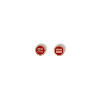 Miu Miu Enameled Metal Earrings In Gold