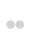 Miu Miu Enameled Metal Earrings In White