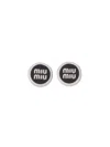 Miu Miu Enameled Metal Earrings With Logo In Black