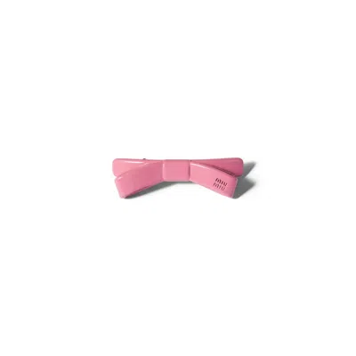 Miu Miu Enameled Metal Hair Clip In Pink
