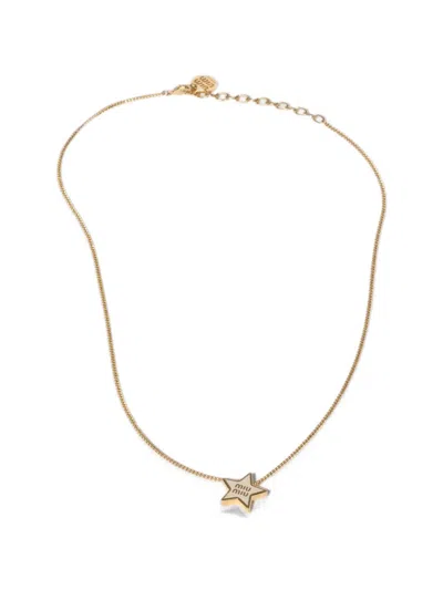 Miu Miu Enameled Metal Necklace In Gold