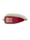 Miu Miu Engraved-logo Enamel Hair Clip In Gold
