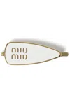 Miu Miu Engraved-logo Enamel Hair Clip In White