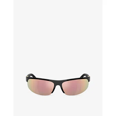 Miu Miu Ens Mu A02sf Oval-frame Injected Sunglasses Black