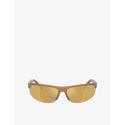 Miu Miu Ens Mu A02sf Oval-frame Injected Sunglasses Brown