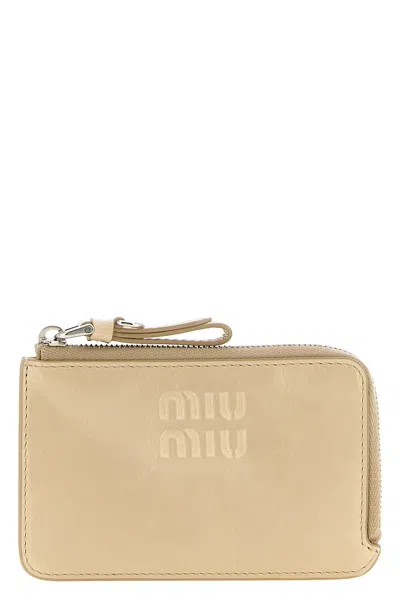 Miu Miu Envelope Card Holder In Beige