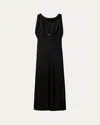 Miu Miu Envers Satin Sleeveless Ankle-length Dress In Black