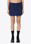 Miu Miu Embroidered Logo Mini Skirt In Blue
