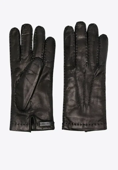 MIU MIU ESSENTIAL LEATHER GLOVES