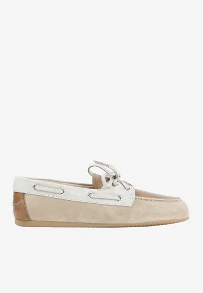 Miu Miu Essential Suede Loafers In Sand