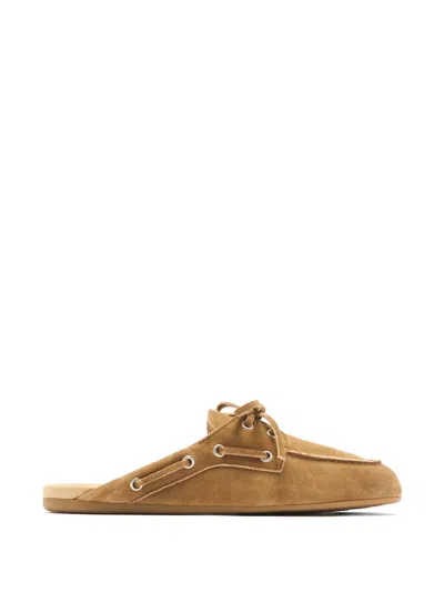 Miu Miu Eyelet Lace-up Loafers In Brown