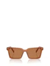Miu Miu Acetate & Plastic Rectangle Sunglasses In Caramel Trasparent