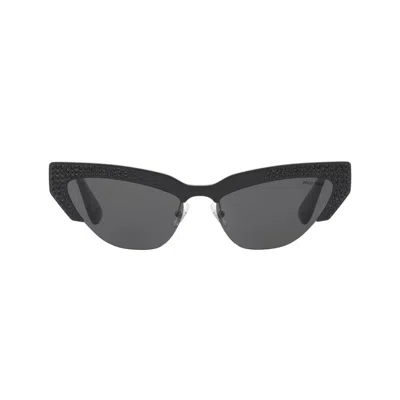 Miu Miu Semi-rimless Cat-eye Sunglasses In Black