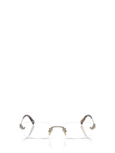 Miu Miu Eyewear Rectangle Frame Glasses In Gold