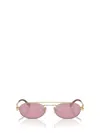 Miu Miu Logo-lettering Oval-frame Sunglasses In Gold