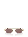 Miu Miu Logo-lettering Oval-frame Sunglasses In Gold