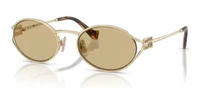 Miu Miu Eyewear Mu52ys Oval-frame Gold-tone Sunglasses