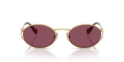 Miu Miu Eyewear Mu52ys Oval-frame Ruby Lens Sunglasses In Gold