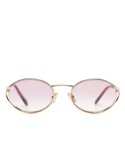 Miu Miu Eyewear Mu52ys5ak06s Oval Metal Frame Sunglasses In Gold