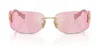 Miu Miu 75mm Oversize Rectangular Wrap Sunglasses In Pink