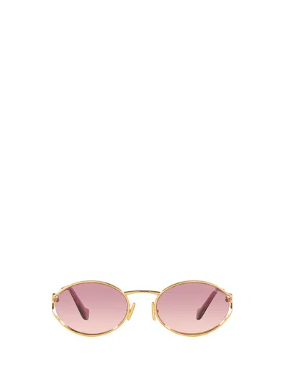 Miu Miu Womens Gold Mu 52ys Round-frame Tinted-lens Metal Sunglasses