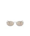 Miu Miu Eyewear Oval Frame Sunglasses In White