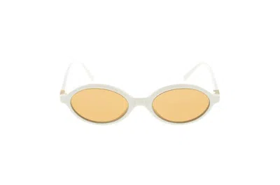Miu Miu Logo-plaque Oval-frame Sunglasses In White