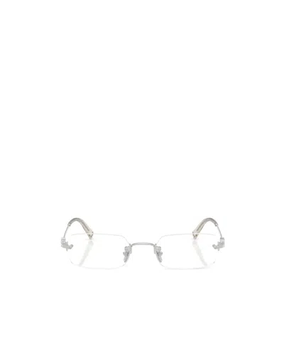 Miu Miu Eyewear Rectangle Frame Glasses In Metallic