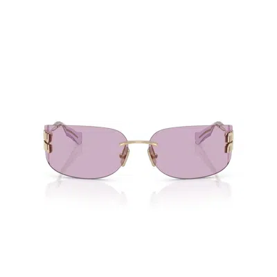 Miu Miu Eyewear Rectangular Frame Sunglasses In Gold