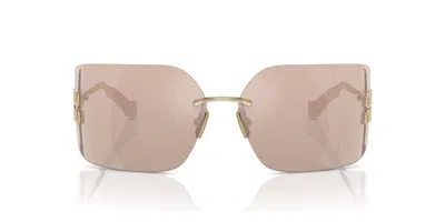 Miu Miu Eyewear Rectangular Frame Sunglasses In Pale Gold