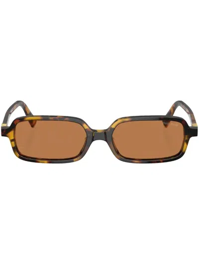 Miu Miu Eyewear Smu11zvau2z1 Rectangular Acetate Sunglasses In Brown