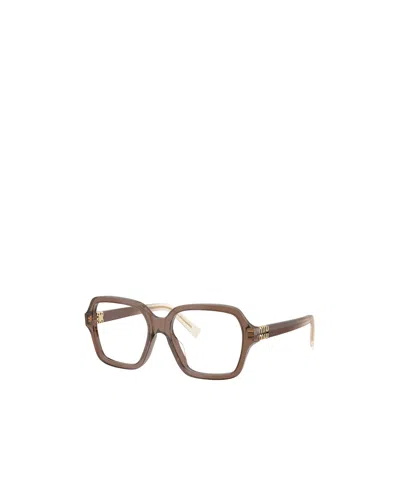 Miu Miu Eyewear Square Frame Glasses In Brown