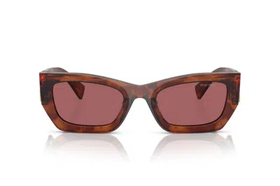 Miu Miu Miu Glimpse Rectangle-frame Sunglasses In Brown