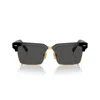 Miu Miu Logo Mixed-media Square Sunglasses In Dark Grey