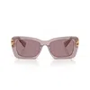 Miu Miu Mu 07ys Logo Acetate Rectangle Sunglasses In Pink