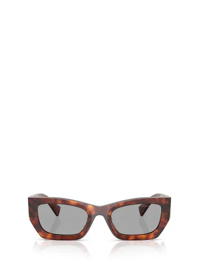 Miu Miu Tortoiseshell-effect Rectangle Sunglasses In Brown