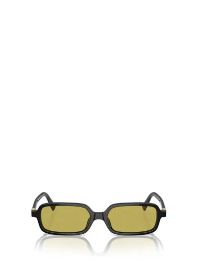 Miu Miu Logo-lettering Rectangle-frame Sunglasses In Black