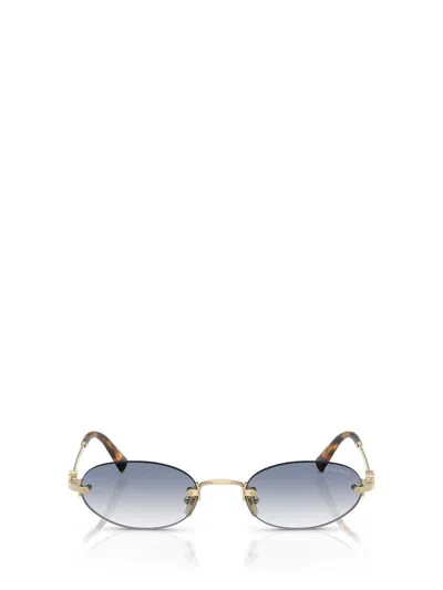Miu Miu Logo Metal Oval Sunglasses In Gold