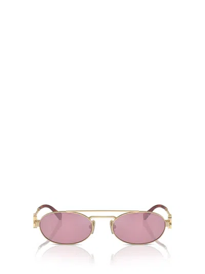 Miu Miu Womens Gold Mu 54zs Oval-frame Metal Sunglasses