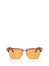 Miu Miu Translucent Clubmaster-frame Sunglasses In Caramel Trasparent