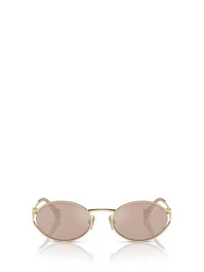 Miu Miu Womens Mu 52ys Oval-frame Metal Sunglasses Gold