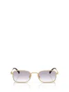 Miu Miu 0mu A53s Rectangular Gold Metal Sunglasses In Purple