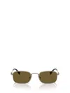 Miu Miu Mua53s Rectangular Metal Sunglasses In Brown