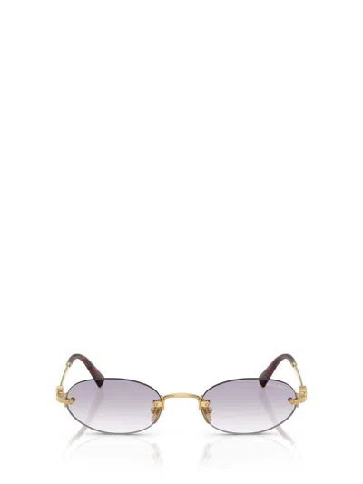 Miu Miu Logo Metal Oval Sunglasses In Gold