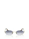 Miu Miu Womens Gold Mu A54s Oval-frame Metal Sunglasses In Blue